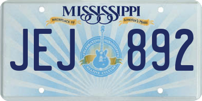 MS license plate JEJ892