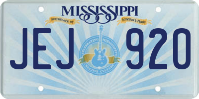 MS license plate JEJ920