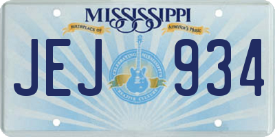 MS license plate JEJ934