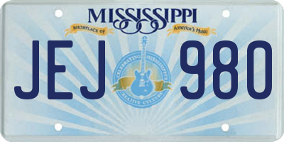 MS license plate JEJ980