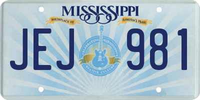 MS license plate JEJ981