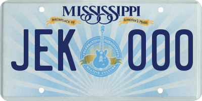 MS license plate JEK000