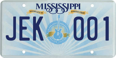 MS license plate JEK001