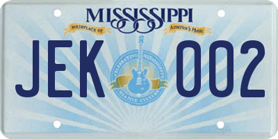 MS license plate JEK002
