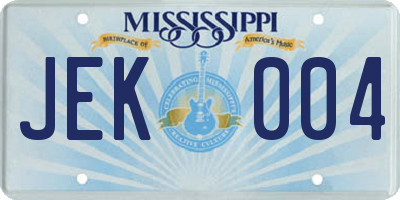 MS license plate JEK004