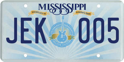 MS license plate JEK005