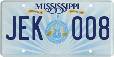 MS license plate JEK008