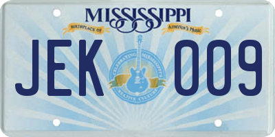 MS license plate JEK009