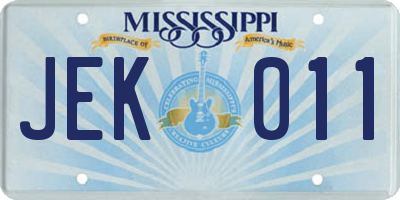 MS license plate JEK011