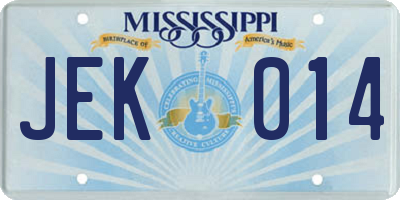 MS license plate JEK014