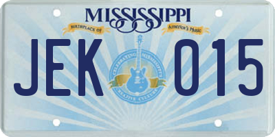 MS license plate JEK015