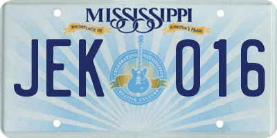 MS license plate JEK016