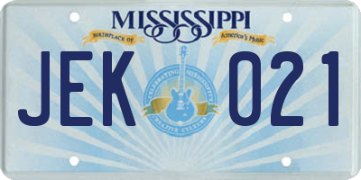 MS license plate JEK021