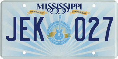 MS license plate JEK027