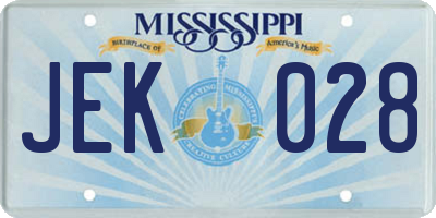 MS license plate JEK028