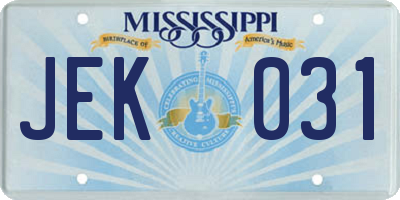 MS license plate JEK031