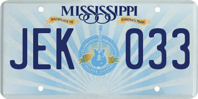 MS license plate JEK033