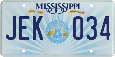MS license plate JEK034