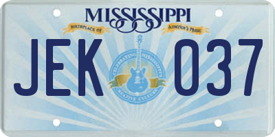 MS license plate JEK037