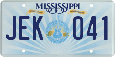 MS license plate JEK041