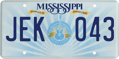 MS license plate JEK043