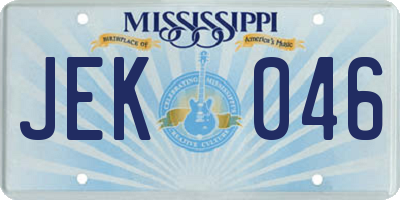 MS license plate JEK046