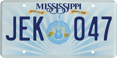 MS license plate JEK047