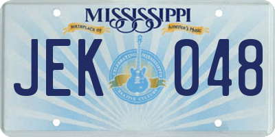 MS license plate JEK048