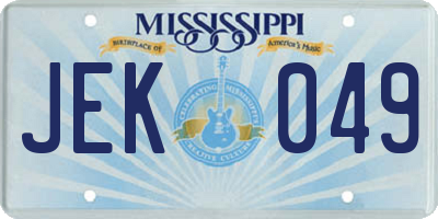 MS license plate JEK049