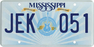 MS license plate JEK051