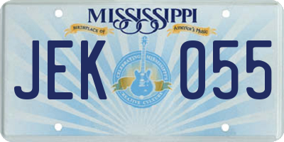 MS license plate JEK055