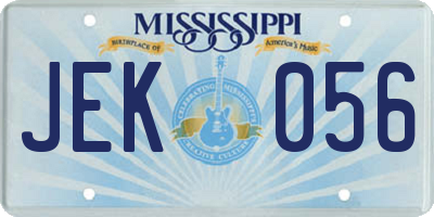 MS license plate JEK056