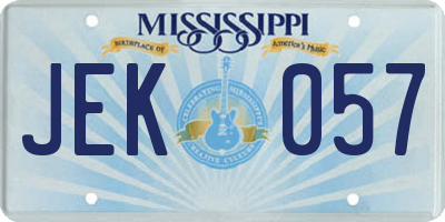 MS license plate JEK057