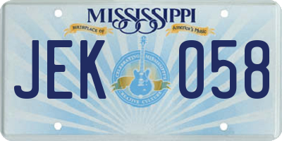 MS license plate JEK058