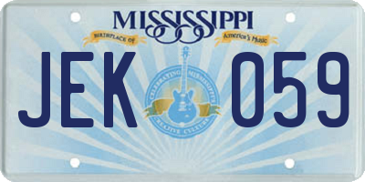 MS license plate JEK059