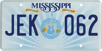 MS license plate JEK062