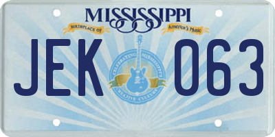 MS license plate JEK063