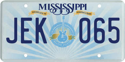 MS license plate JEK065