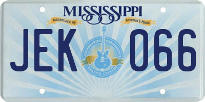MS license plate JEK066