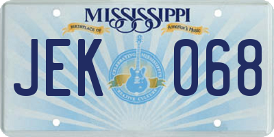MS license plate JEK068
