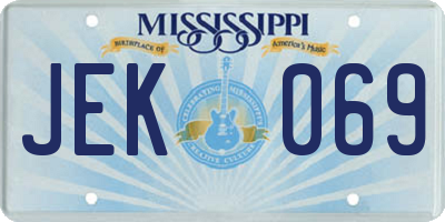 MS license plate JEK069