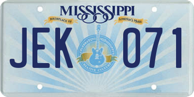 MS license plate JEK071