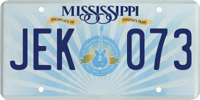 MS license plate JEK073