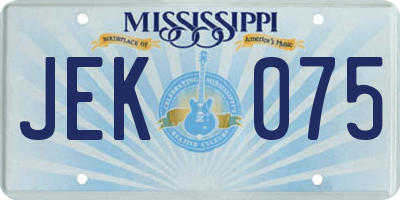 MS license plate JEK075