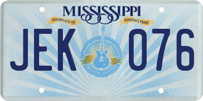 MS license plate JEK076