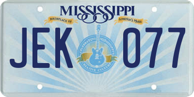 MS license plate JEK077