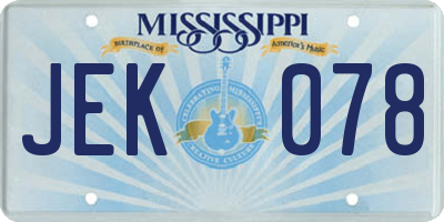 MS license plate JEK078