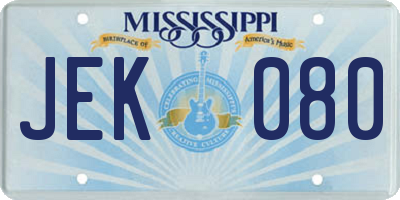 MS license plate JEK080