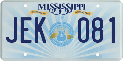 MS license plate JEK081