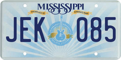 MS license plate JEK085